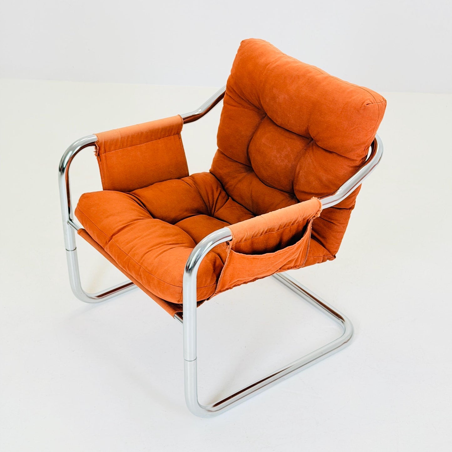 Mid century century Bauhaus tubular canvas armchair for Tomas Jelinek by IKEA 1980s