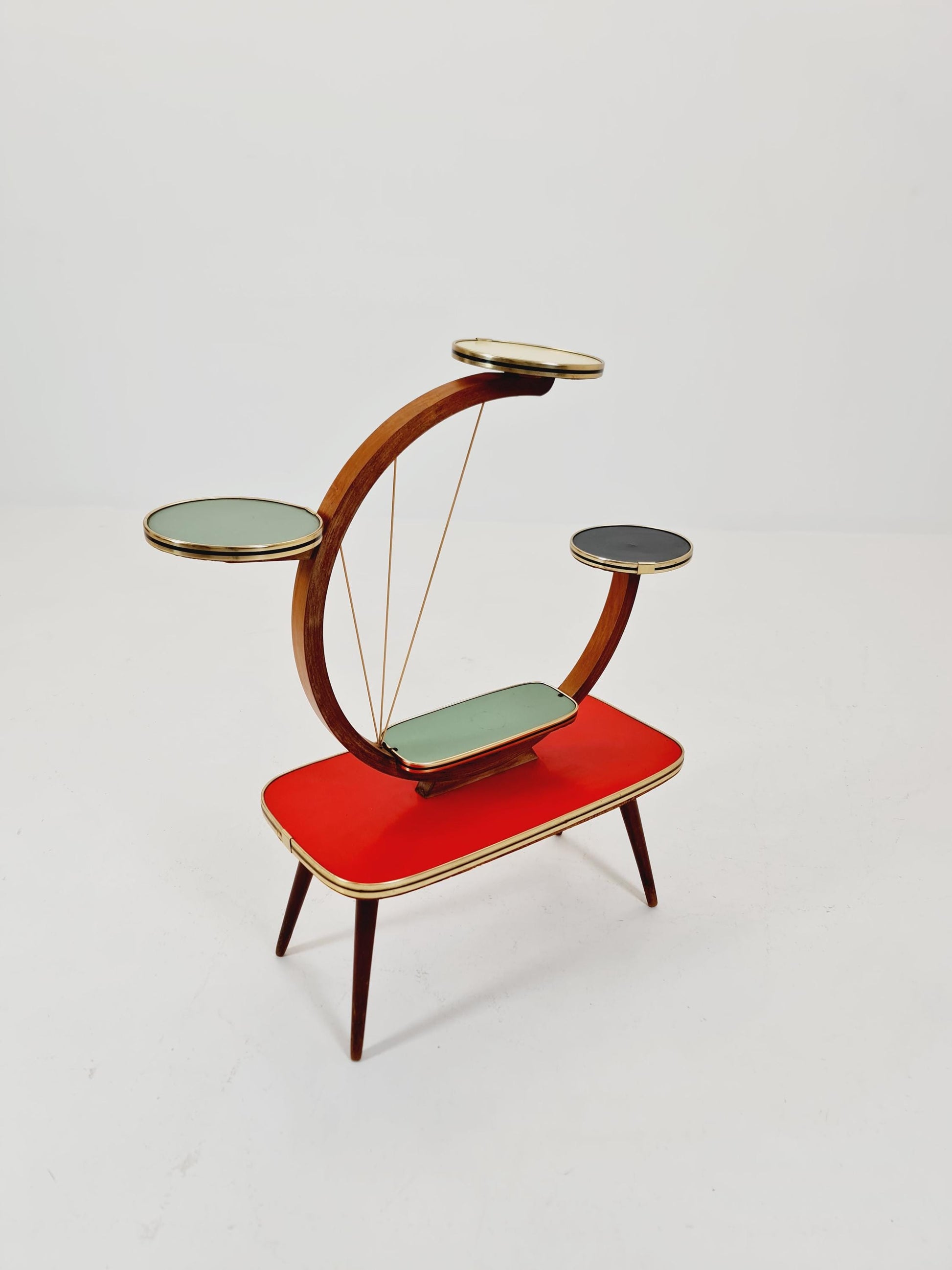 Big 1950s German Plant Stand, Colorful Vintage Mid-Century Minimalist Indoor Plant Stand Side Table Retro flower table