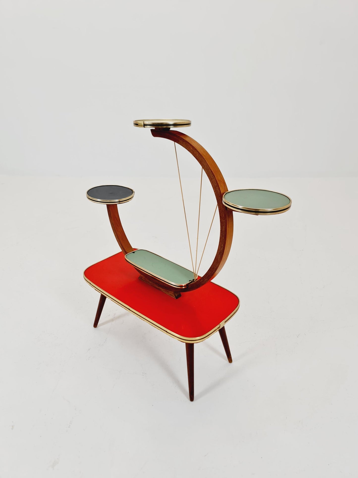 Big 1950s German Plant Stand, Colorful Vintage Mid-Century Minimalist Indoor Plant Stand Side Table Retro flower table