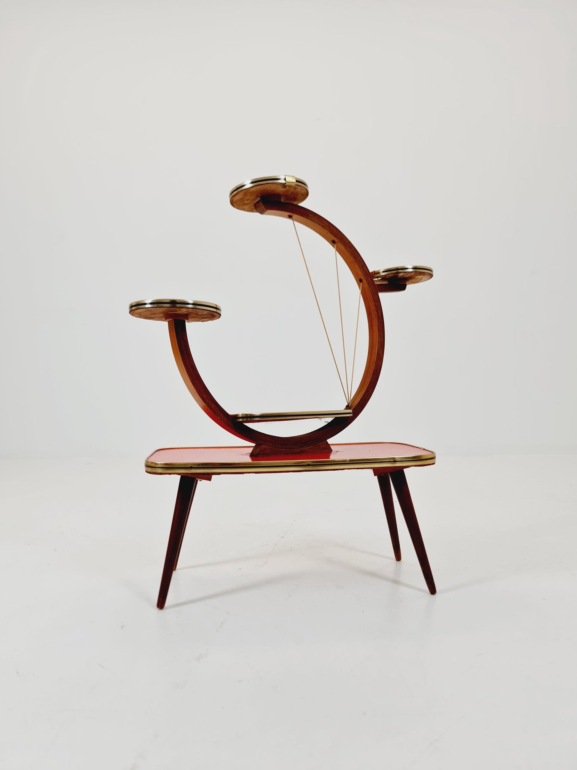 Big 1950s German Plant Stand, Colorful Vintage Mid-Century Minimalist Indoor Plant Stand Side Table Retro flower table