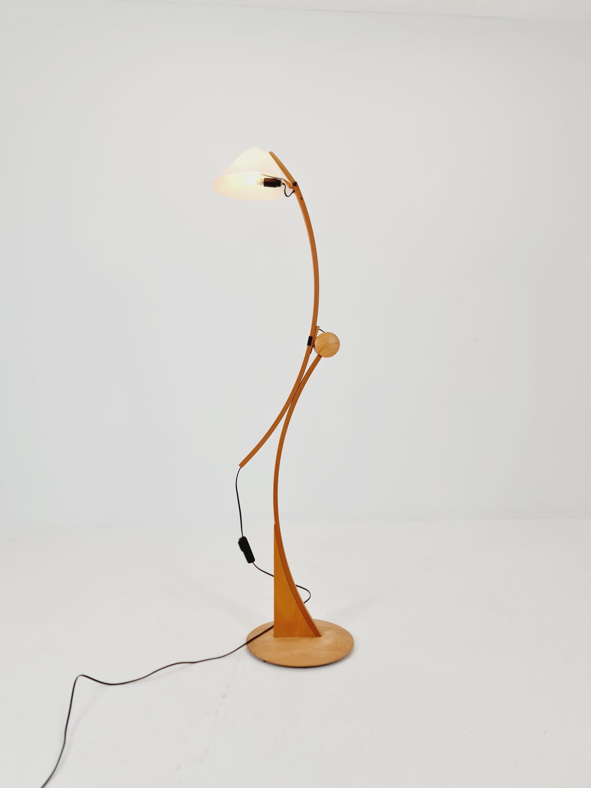 Mid century rare beech floor lamp by Domus Denmark 1970s
