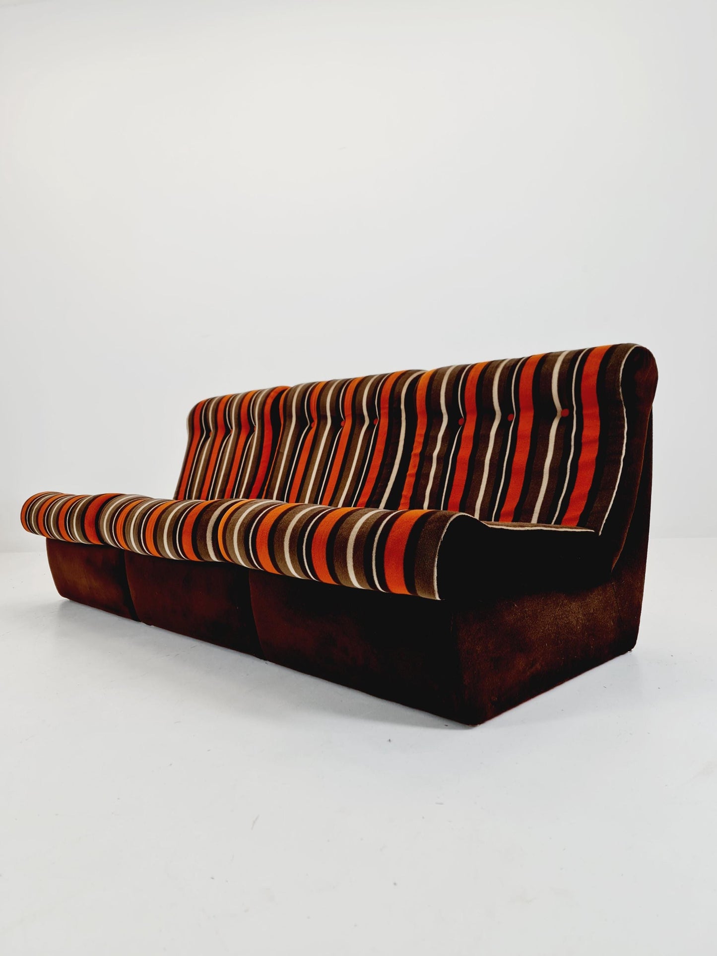 German mid century brown modular sofa/couch, 1970s, set of 8