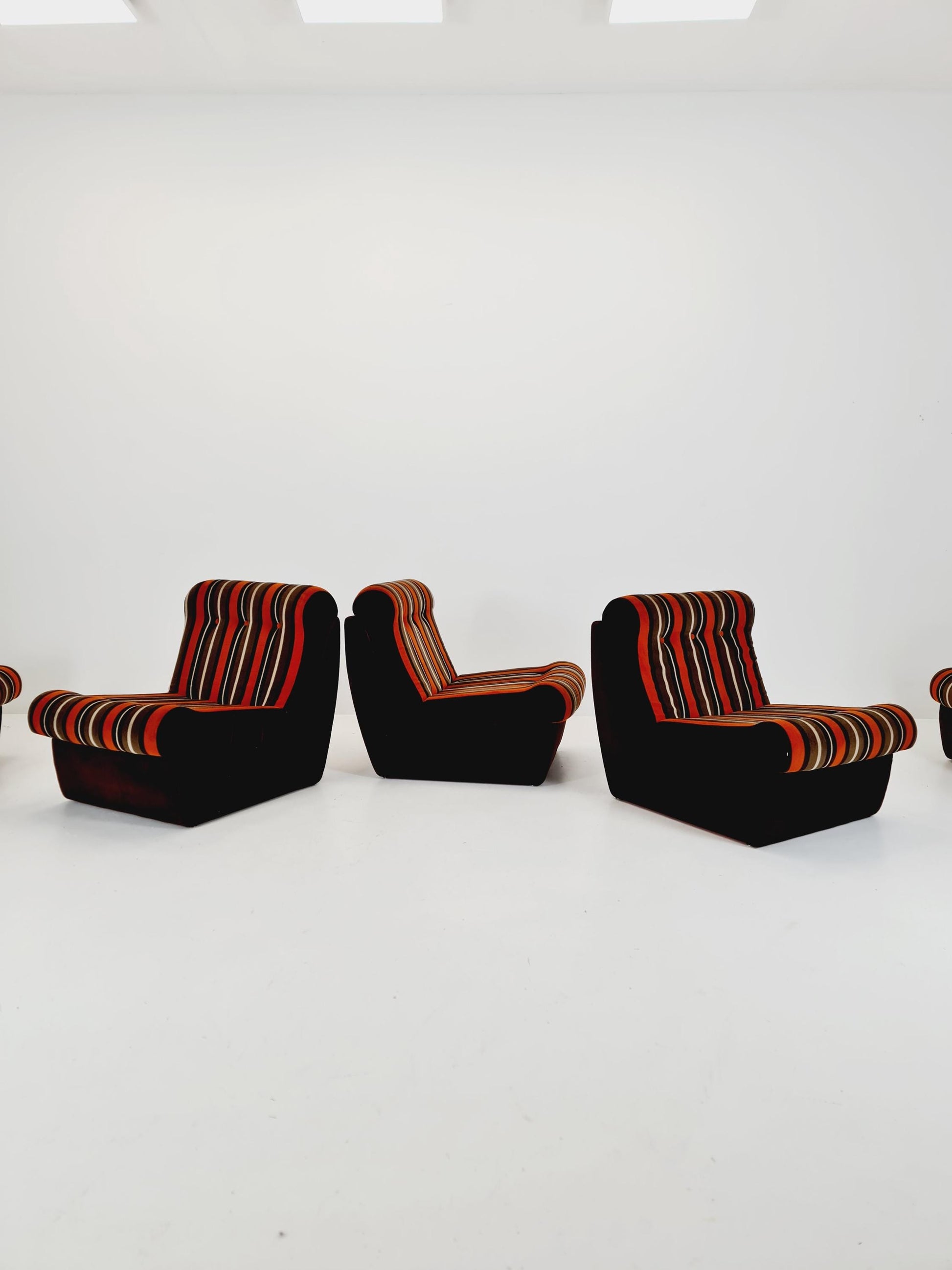 German mid century brown modular sofa/couch, 1970s, set of 8