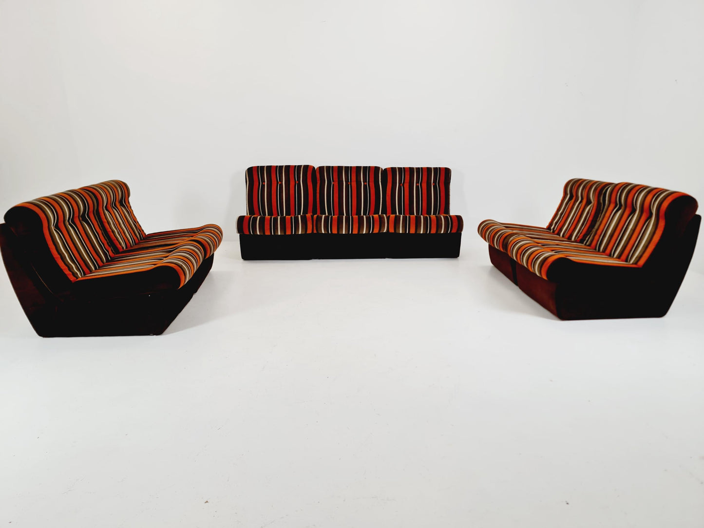 German mid century brown modular sofa/couch, 1970s, set of 8