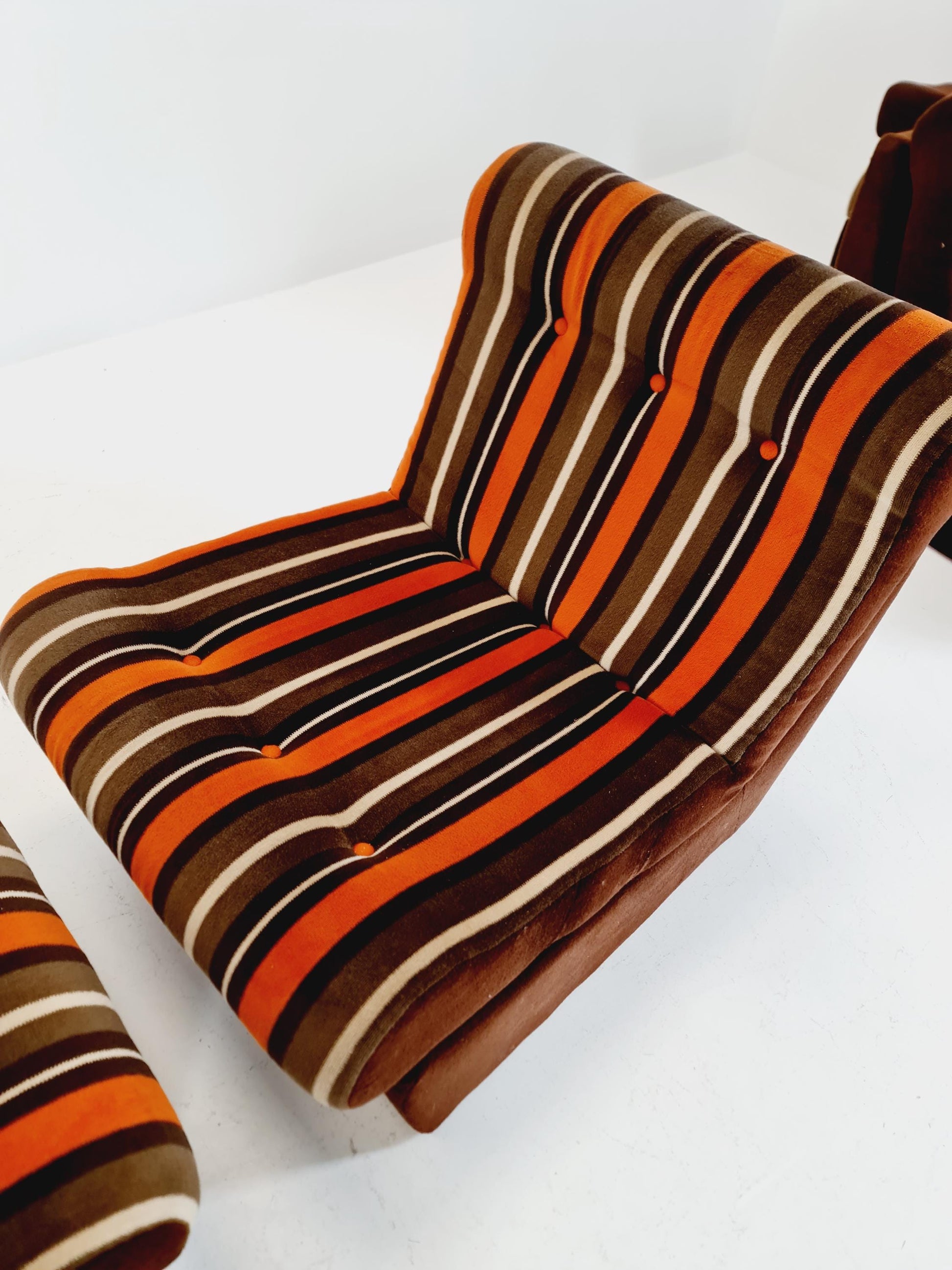 German mid century brown modular sofa/couch, 1970s, set of 8