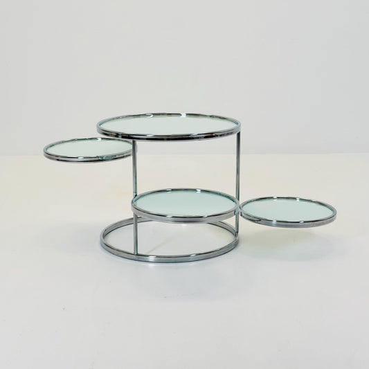 Mid-Century Chrome & Glass Swivel Coffee Table by Kare Design, 1970s | Milo Baughman