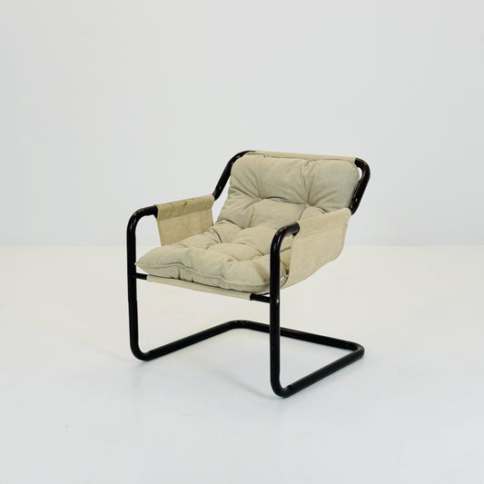 Mid century century Bauhaus tubular canvas armchair for Tomas Jelinek by IKEA 1980s