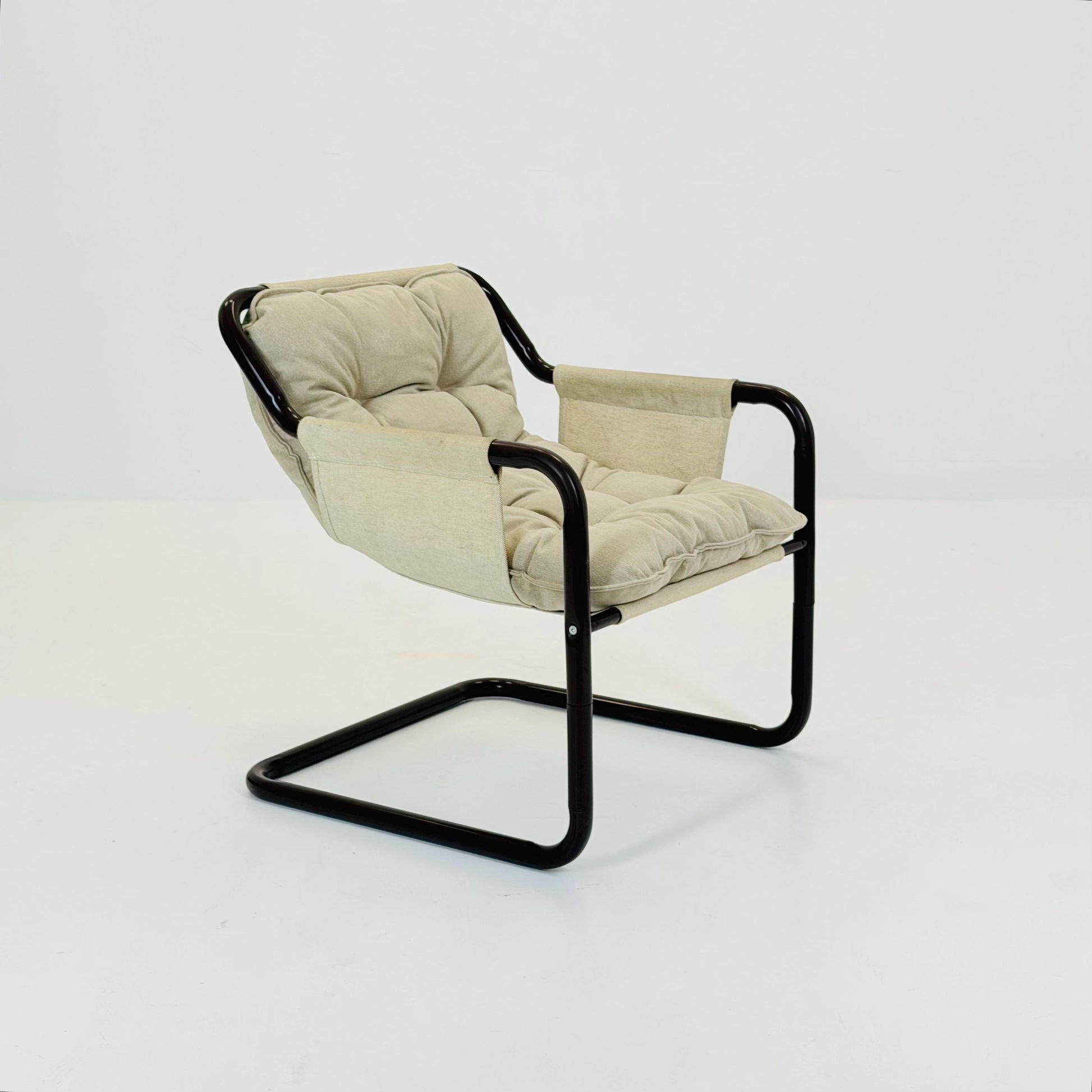Mid century century Bauhaus tubular canvas armchair for Tomas Jelinek by IKEA 1980s