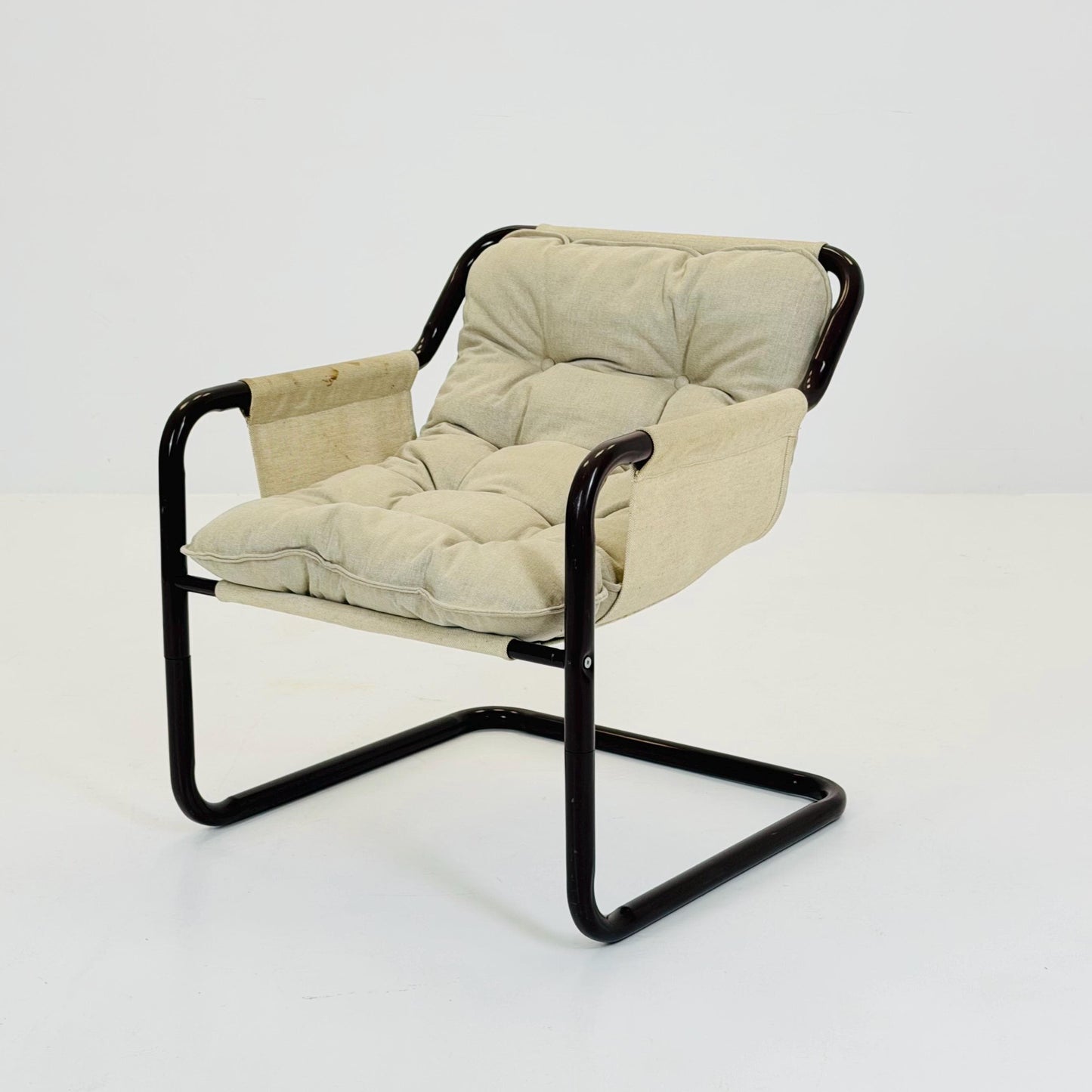 Mid century century Bauhaus tubular canvas armchair for Tomas Jelinek by IKEA 1980s