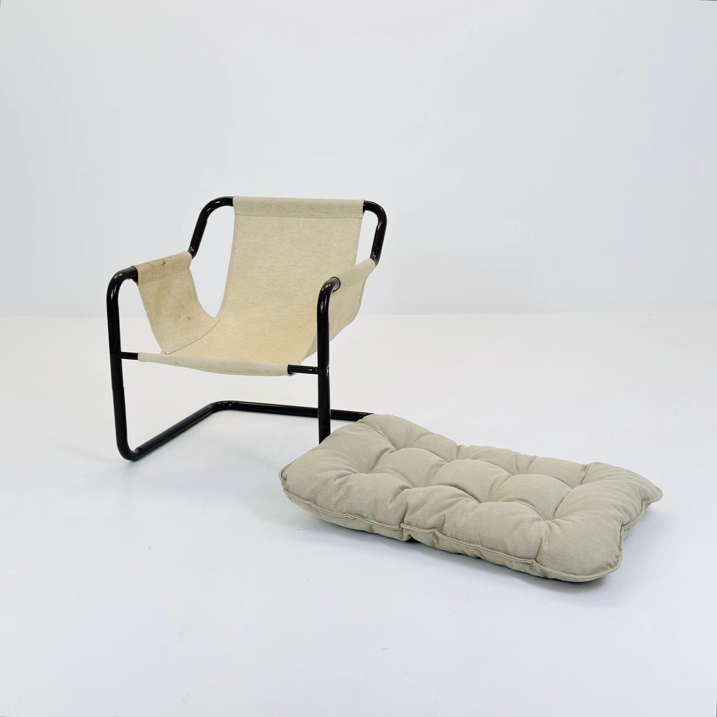 Mid century century Bauhaus tubular canvas armchair for Tomas Jelinek by IKEA 1980s