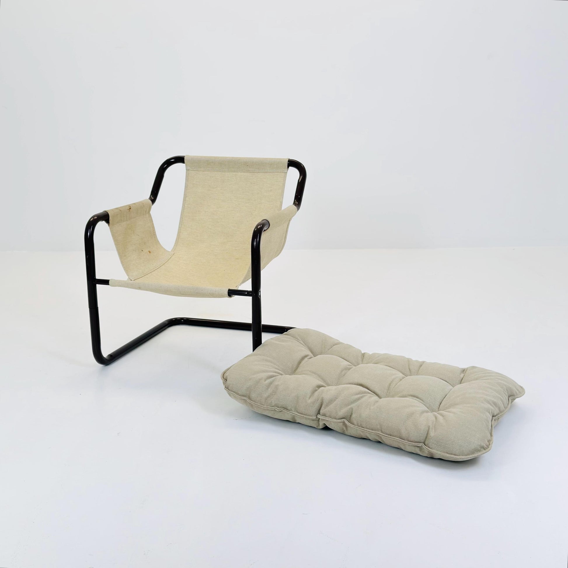 Mid century century Bauhaus tubular canvas armchair for Tomas Jelinek by IKEA 1980s