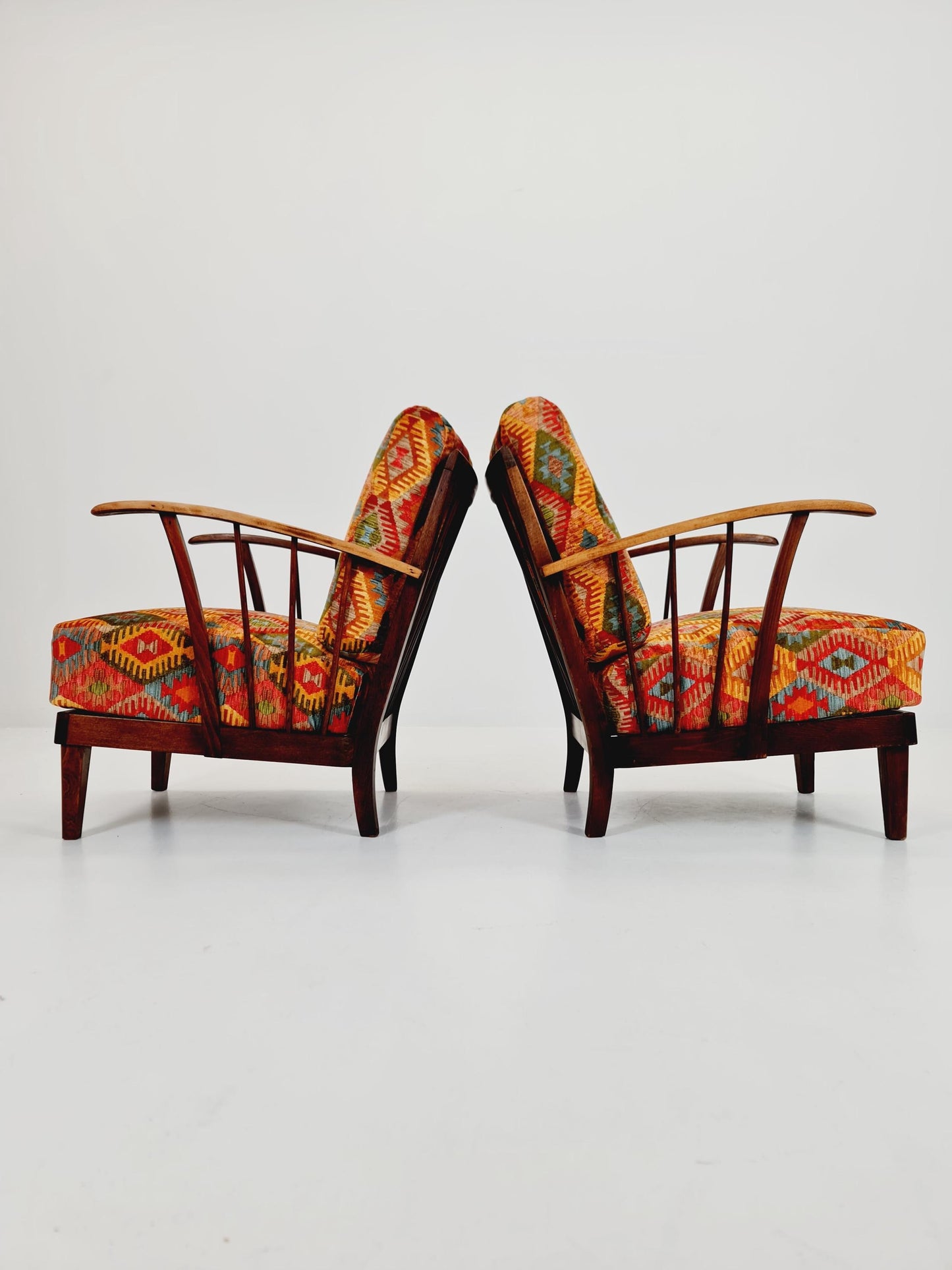 Rare Midcentury German club lounge chairs, 1940s set of 2