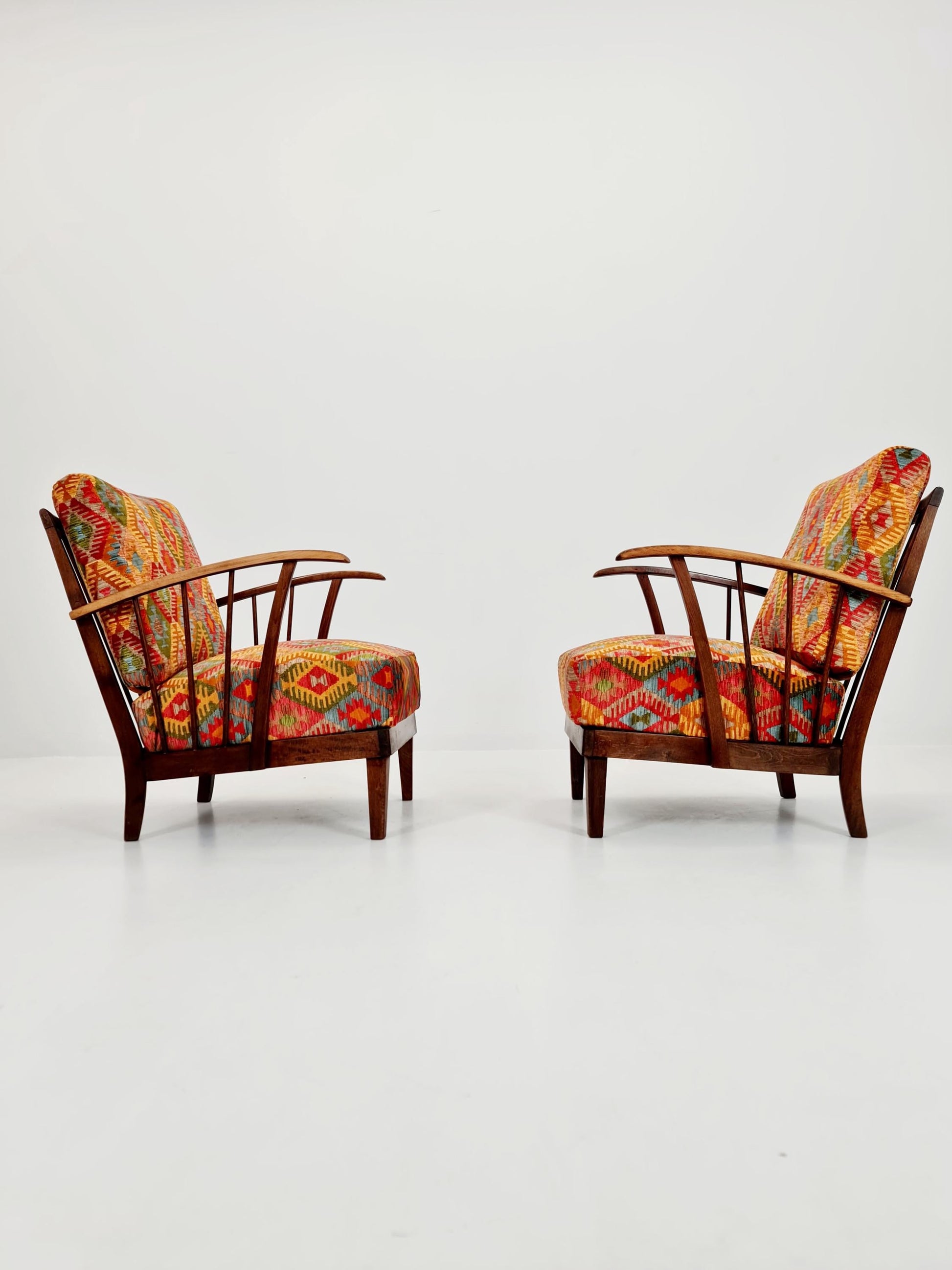 Rare Midcentury German club lounge chairs, 1940s set of 2