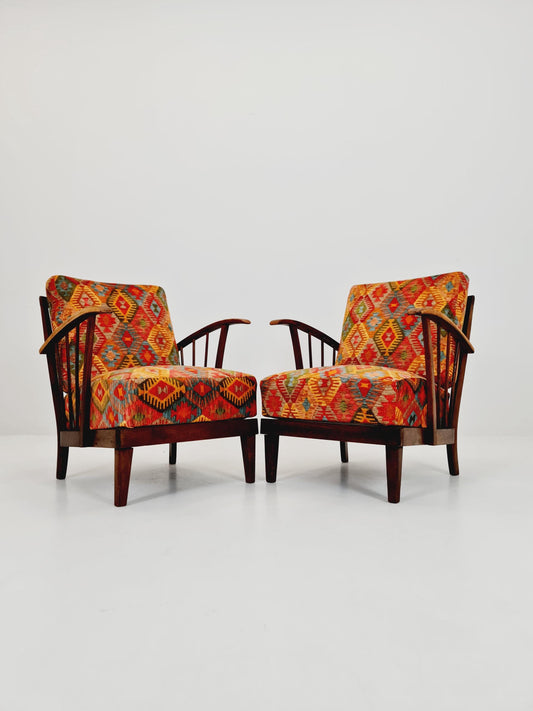 Rare Midcentury German club lounge chairs, 1940s set of 2