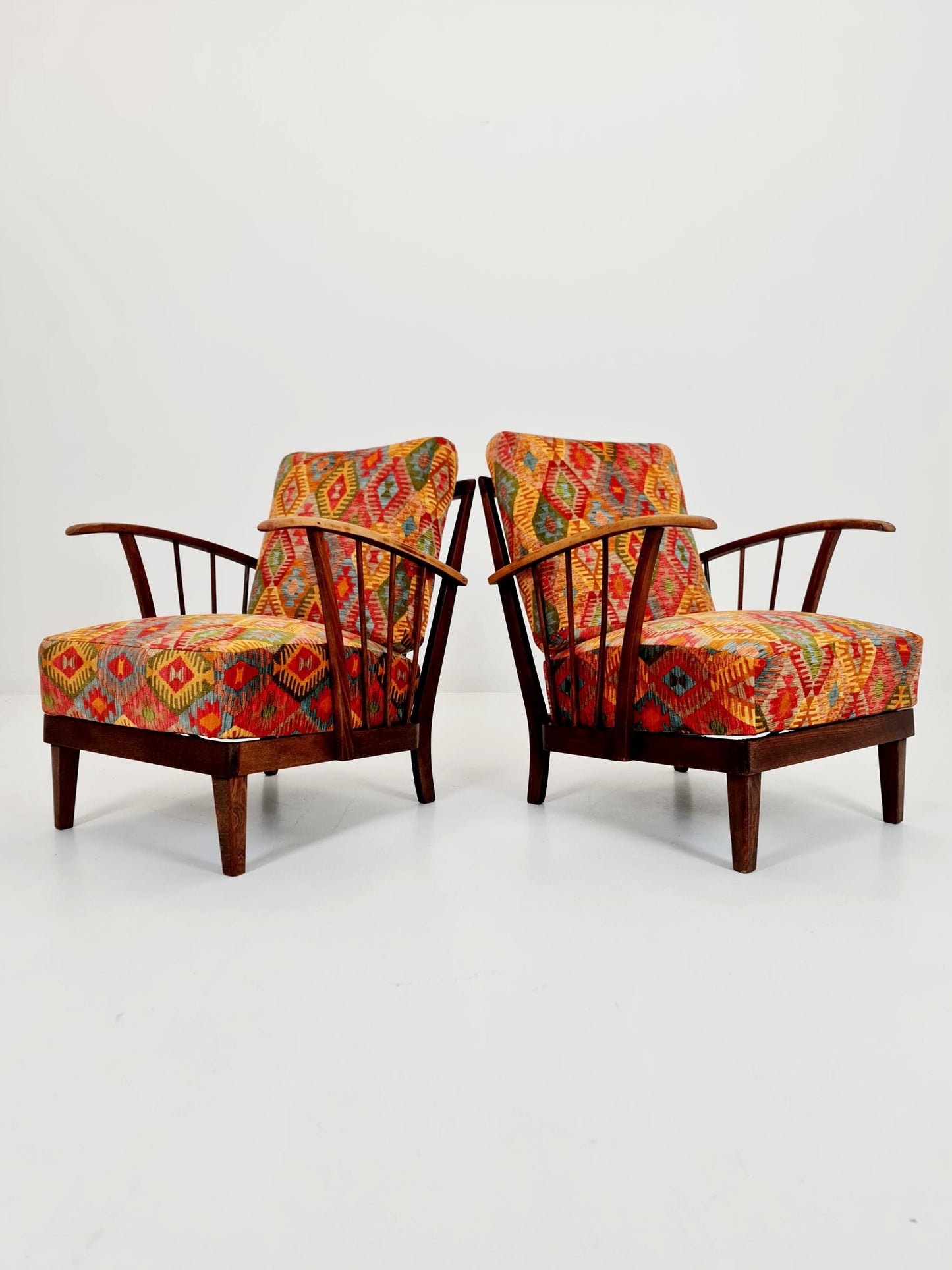 Rare Midcentury German club lounge chairs, 1940s set of 2