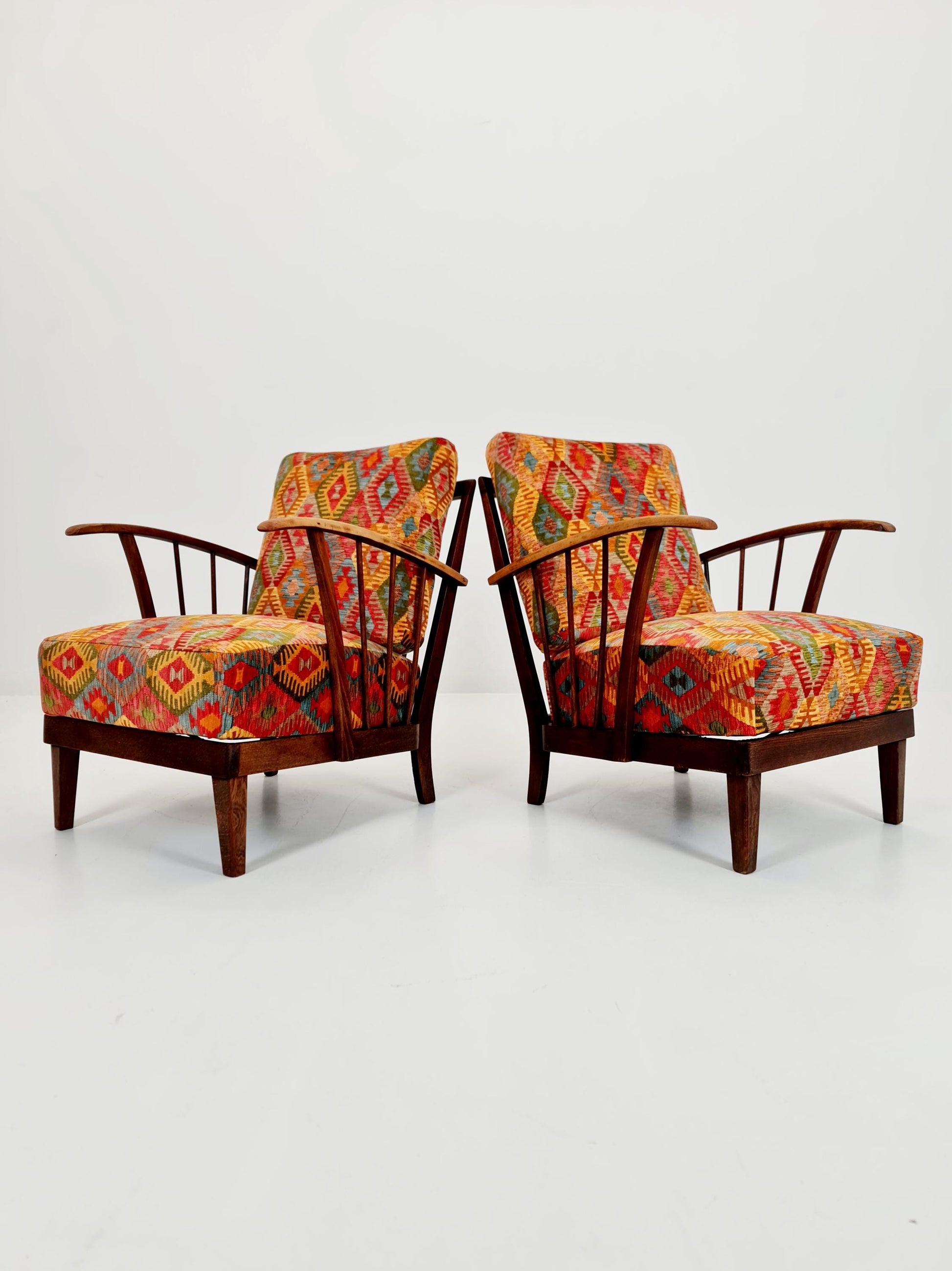 Rare Midcentury German club lounge chairs, 1940s set of 2