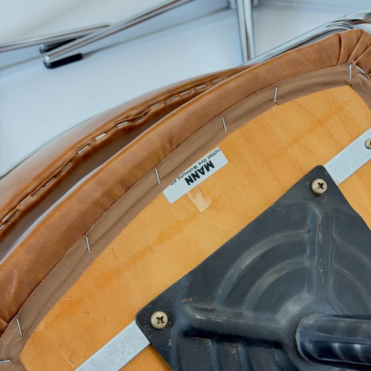 Set of 6 Mid-Century Space Age Swivel Dining Chairs by EKA, Chrome & Brown Leather, Germany 1970s