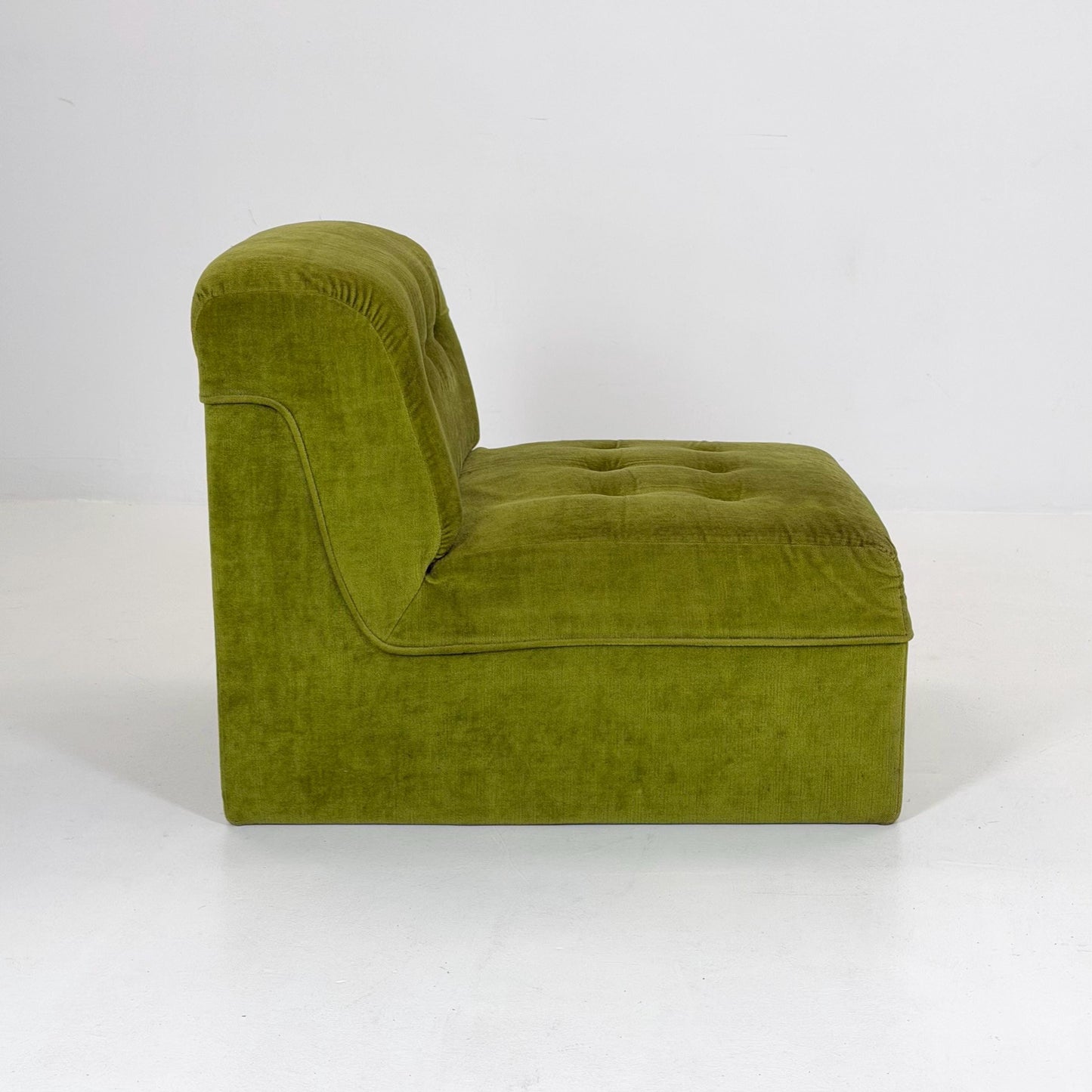 Mid-Century Modern Green Velvet Lounge Chair, Modular Design, Germany, 1980s