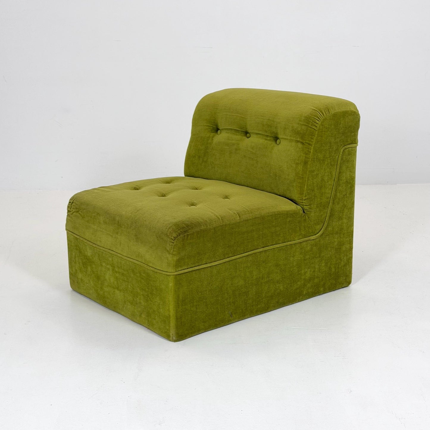 Mid-Century Modern Green Velvet Lounge Chair, Modular Design, Germany, 1980s