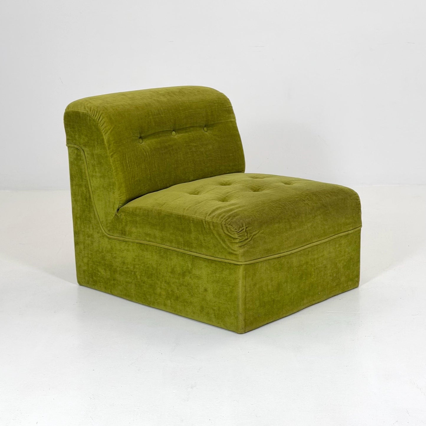 Mid-Century Modern Green Velvet Lounge Chair, Modular Design, Germany, 1980s