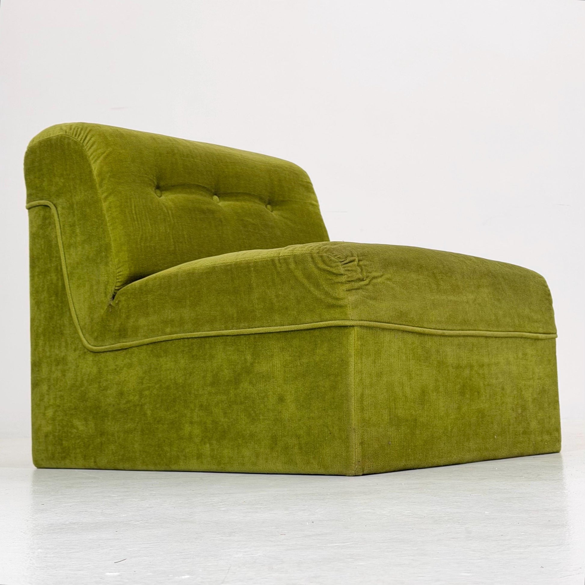 Mid-Century Modern Green Velvet Lounge Chair, Modular Design, Germany, 1980s