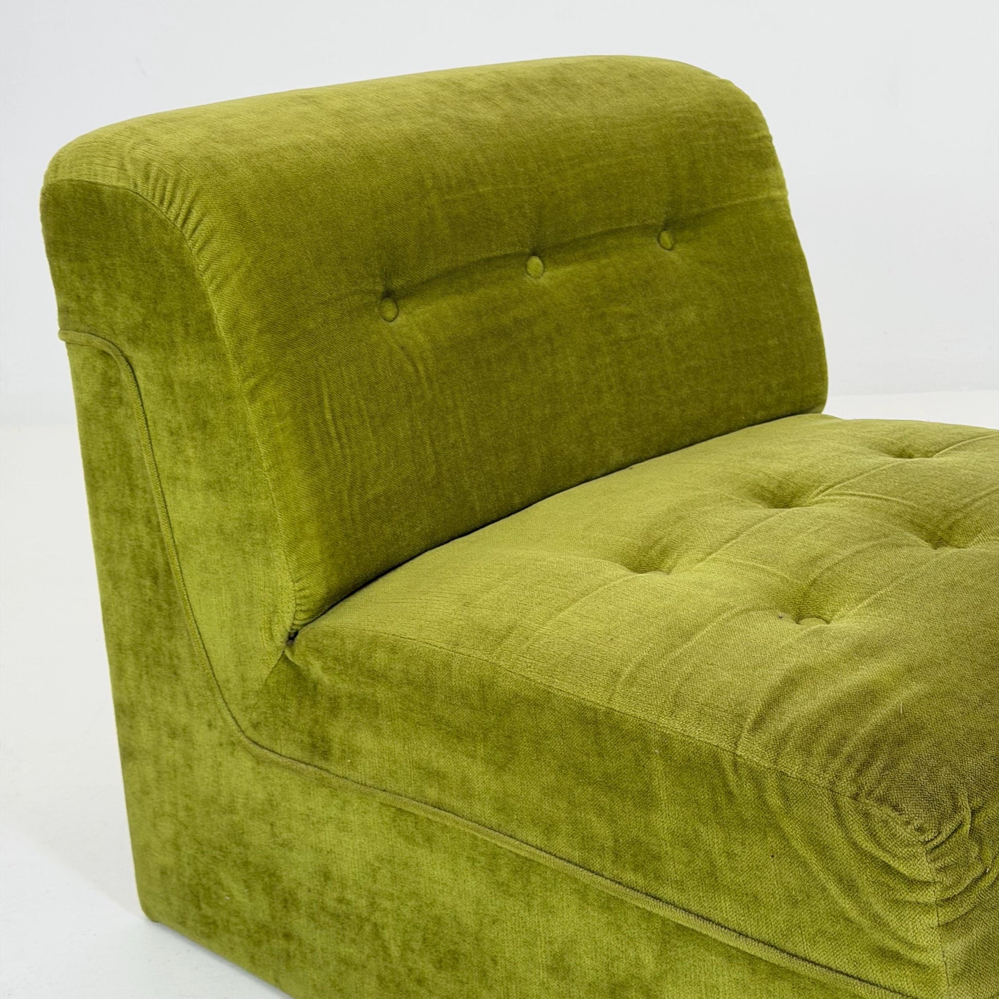 Mid-Century Modern Green Velvet Lounge Chair, Modular Design, Germany, 1980s
