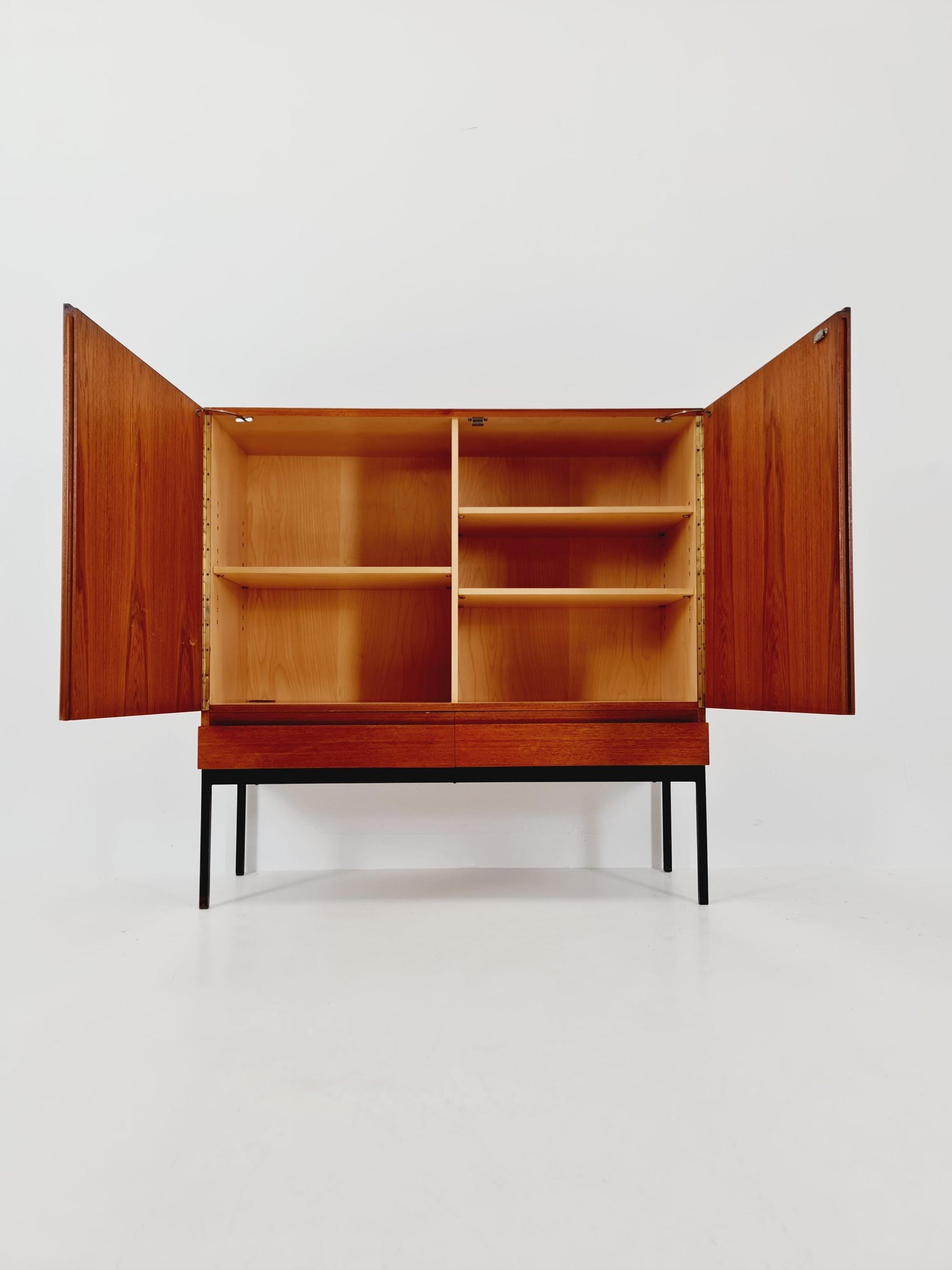 Rare Mid Century Modern Teak German Highboard By Dieter Waeckerlin for Behr Model S21 , 1950s