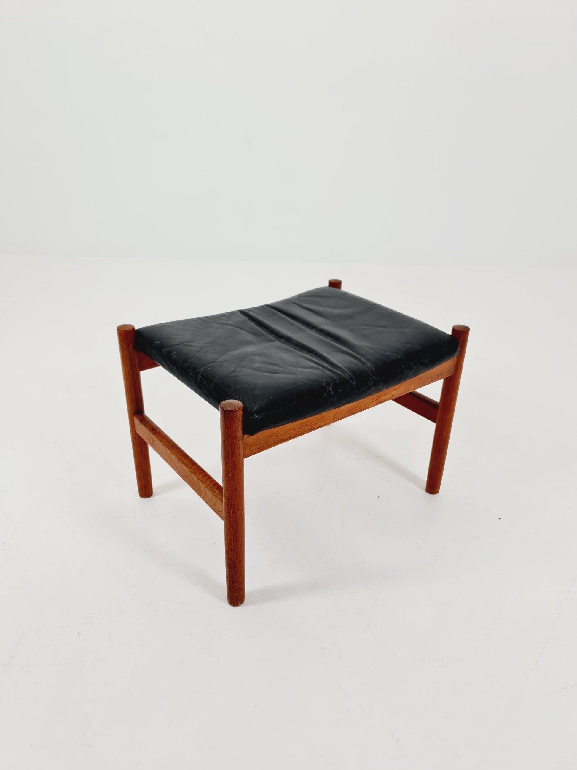 Vintage Danish teak dining stool ottoman by Hugo Fradsen for spottrup , 1960s