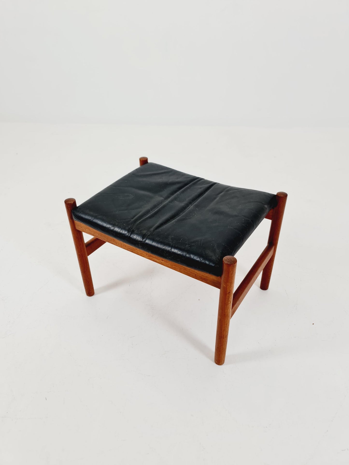 Vintage Danish teak dining stool ottoman by Hugo Fradsen for spottrup , 1960s