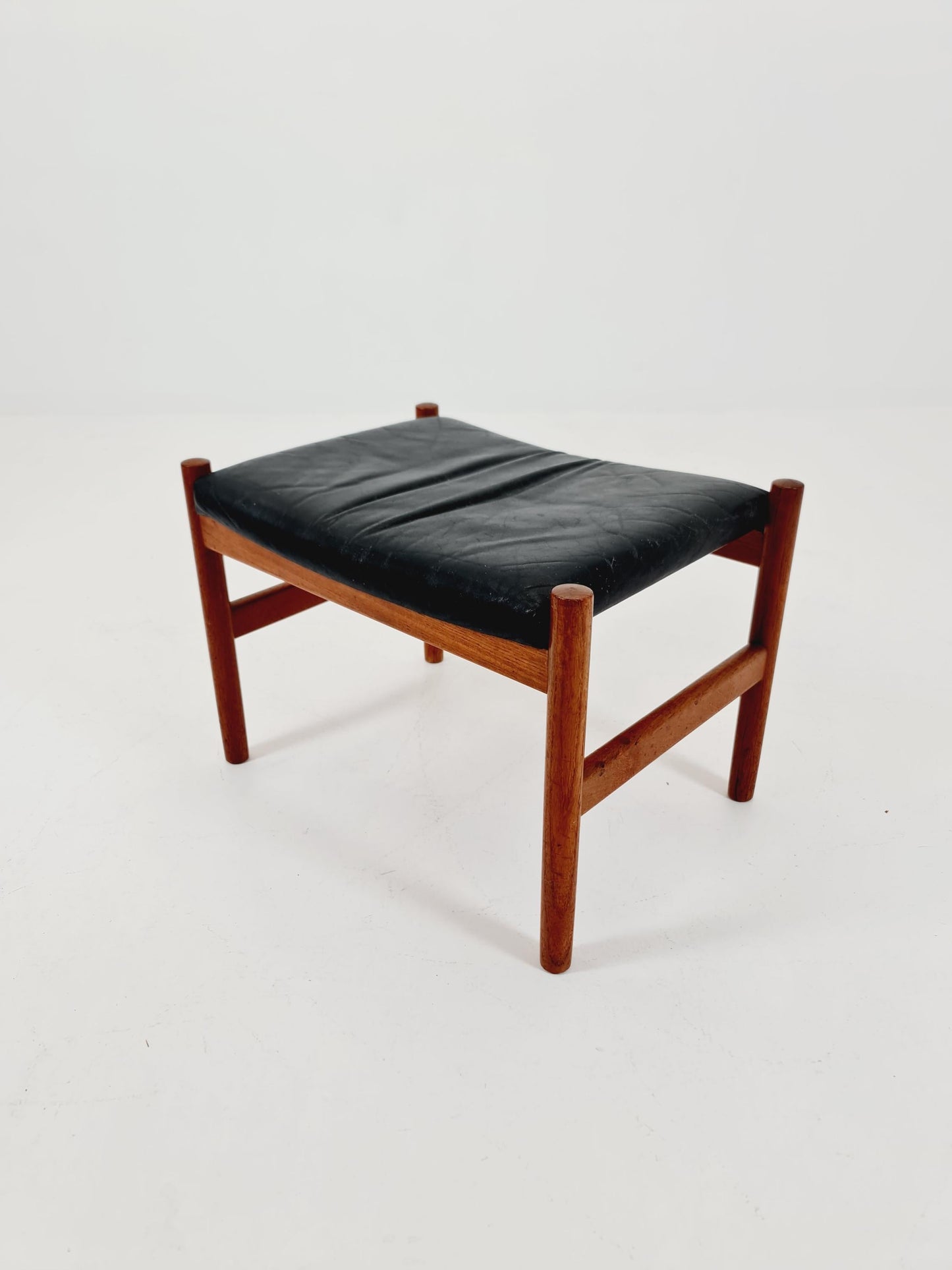 Vintage Danish teak dining stool ottoman by Hugo Fradsen for spottrup , 1960s