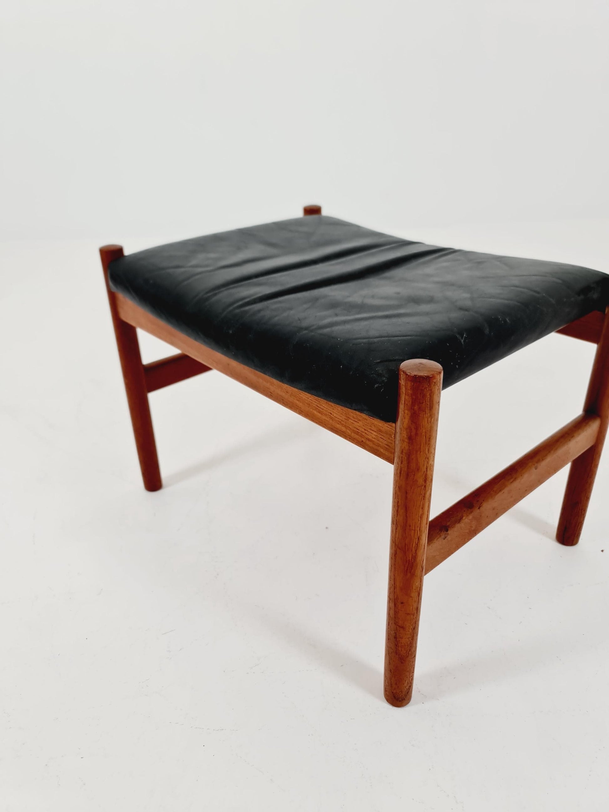 Vintage Danish teak dining stool ottoman by Hugo Fradsen for spottrup , 1960s
