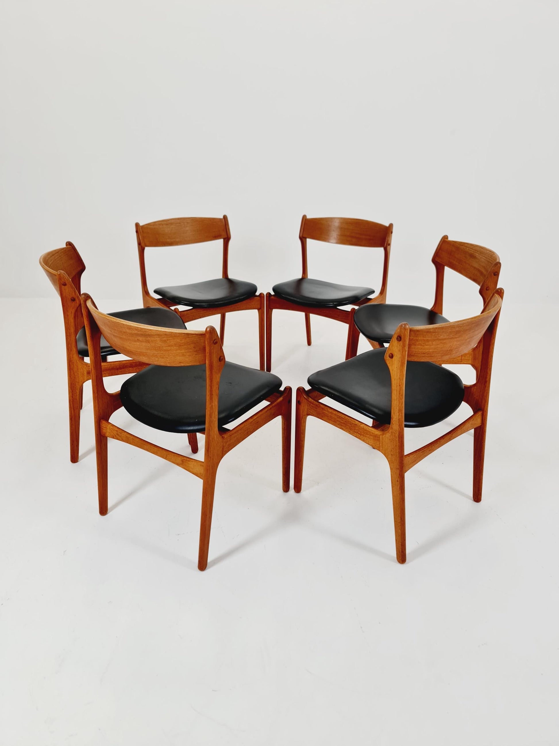 Vintage Danish teak dining/desk chairs by Erik Buch for O D Möbler, 1960s Set of 6