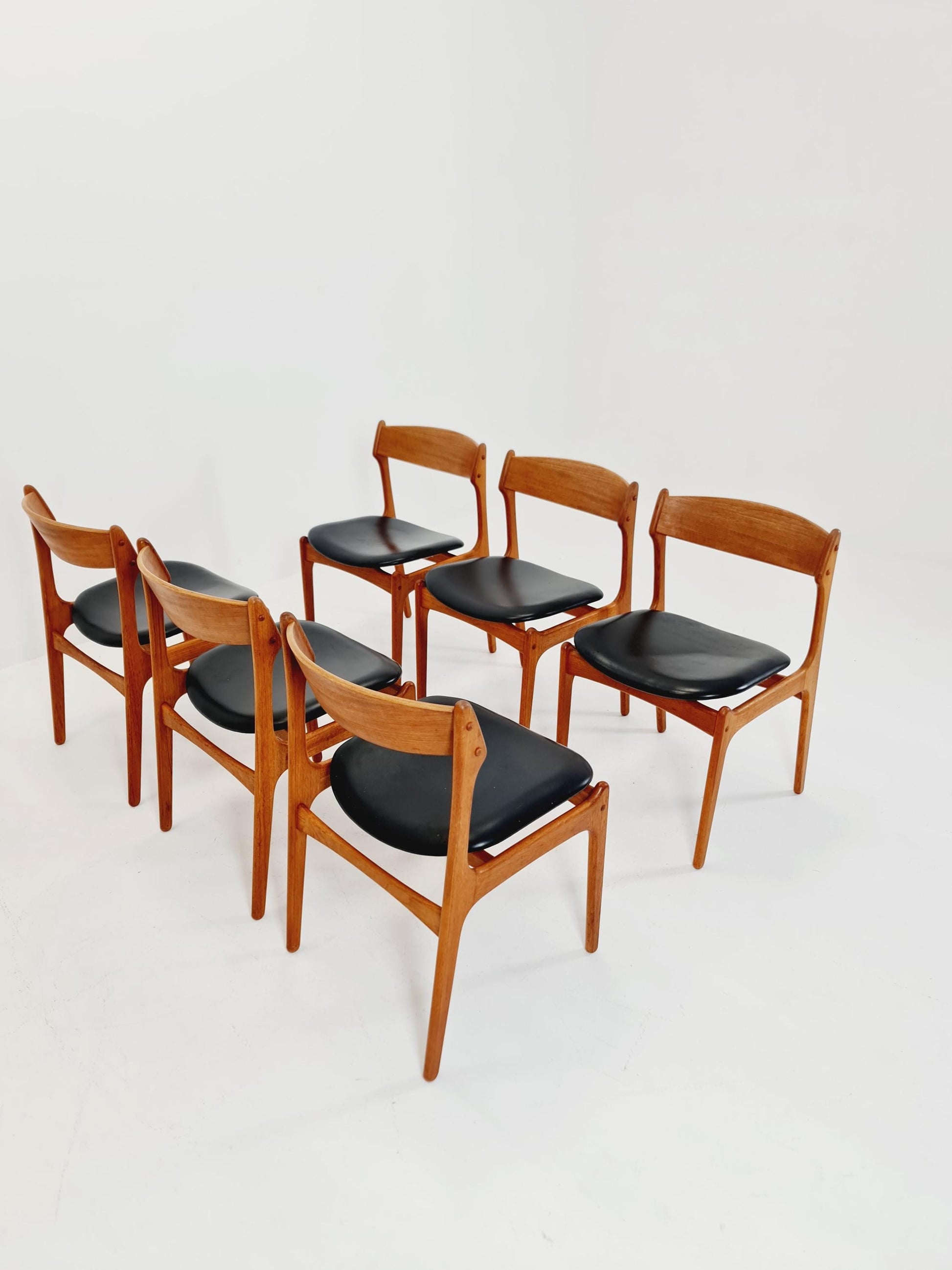 Vintage Danish teak dining/desk chairs by Erik Buch for O D Möbler, 1960s Set of 6
