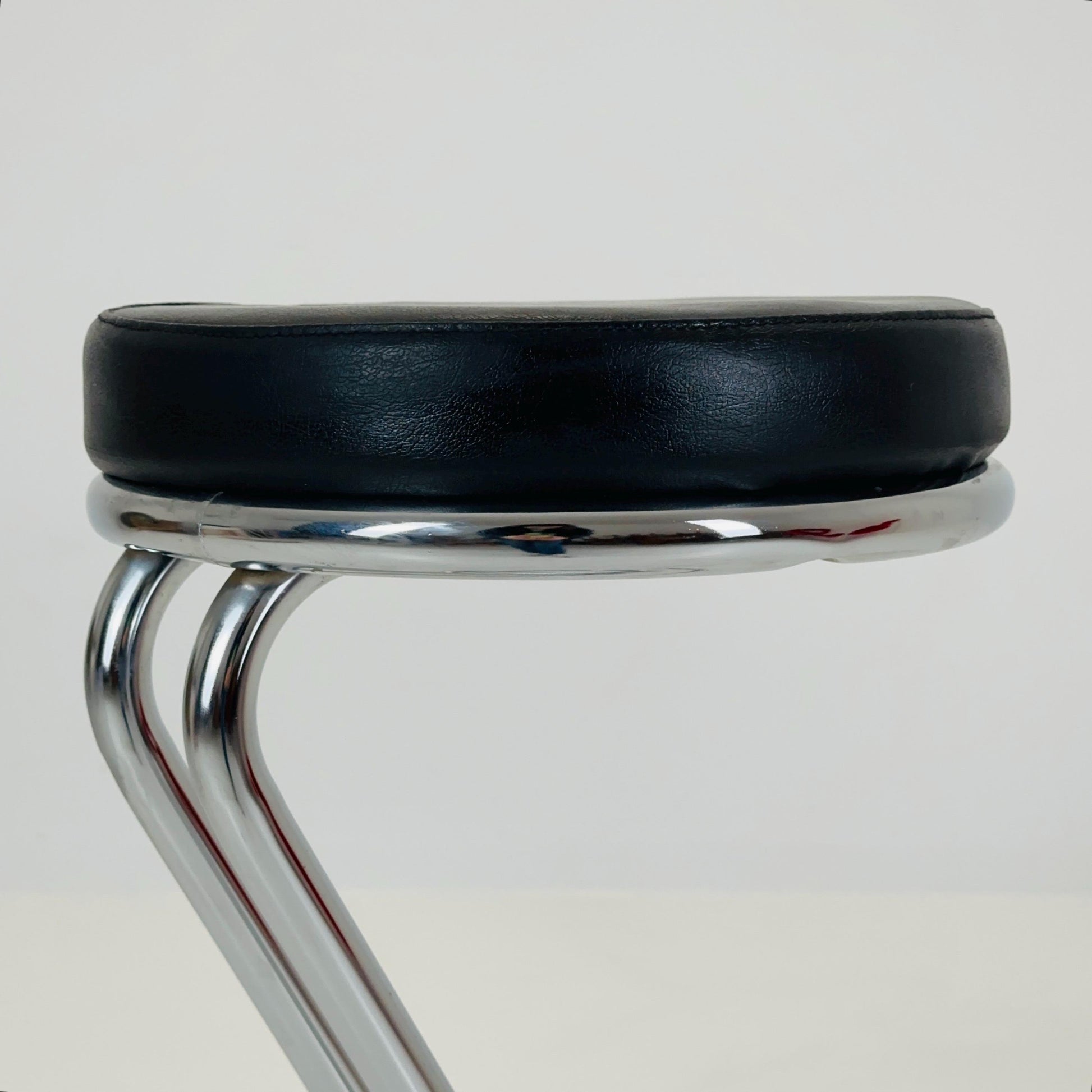 Mid-Century Modern Leather and Chrome Bar Stool 1980s Italy