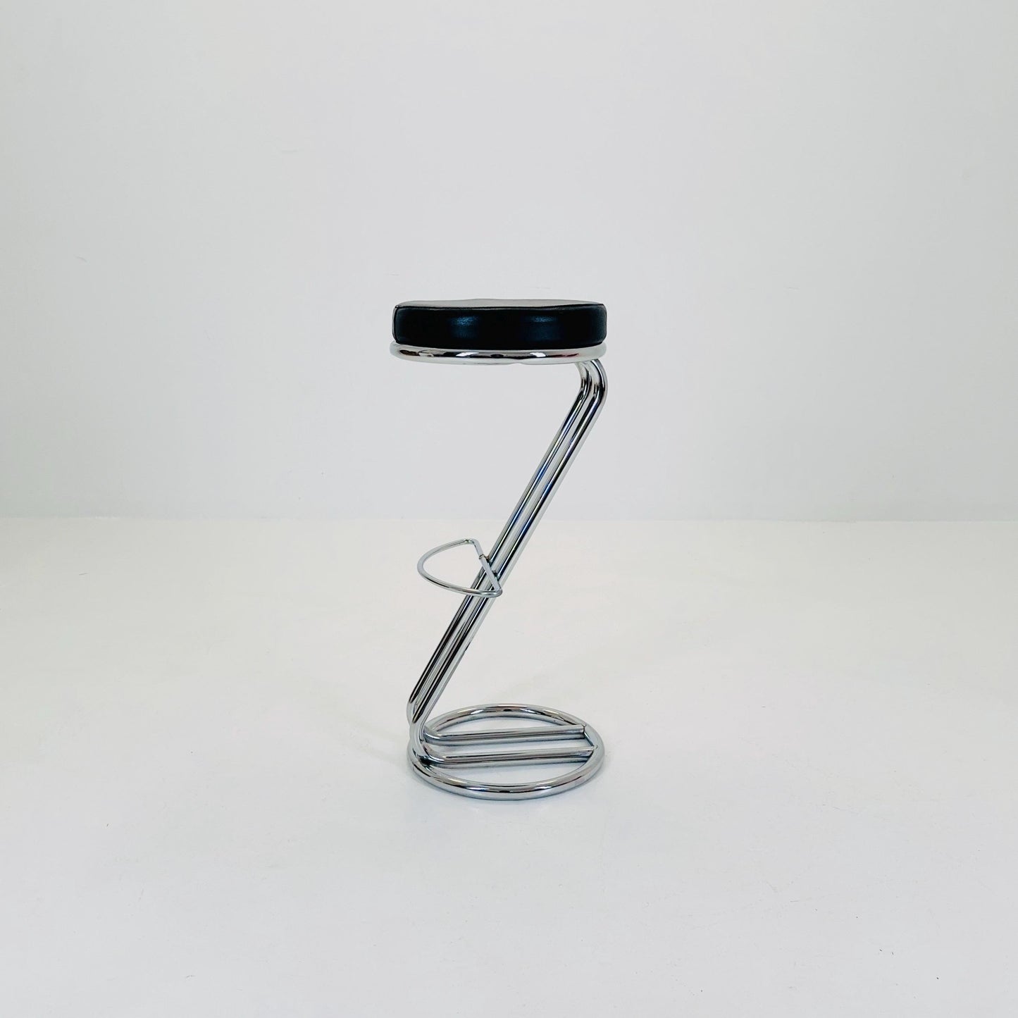 Mid-Century Modern Leather and Chrome Bar Stool 1980s Italy