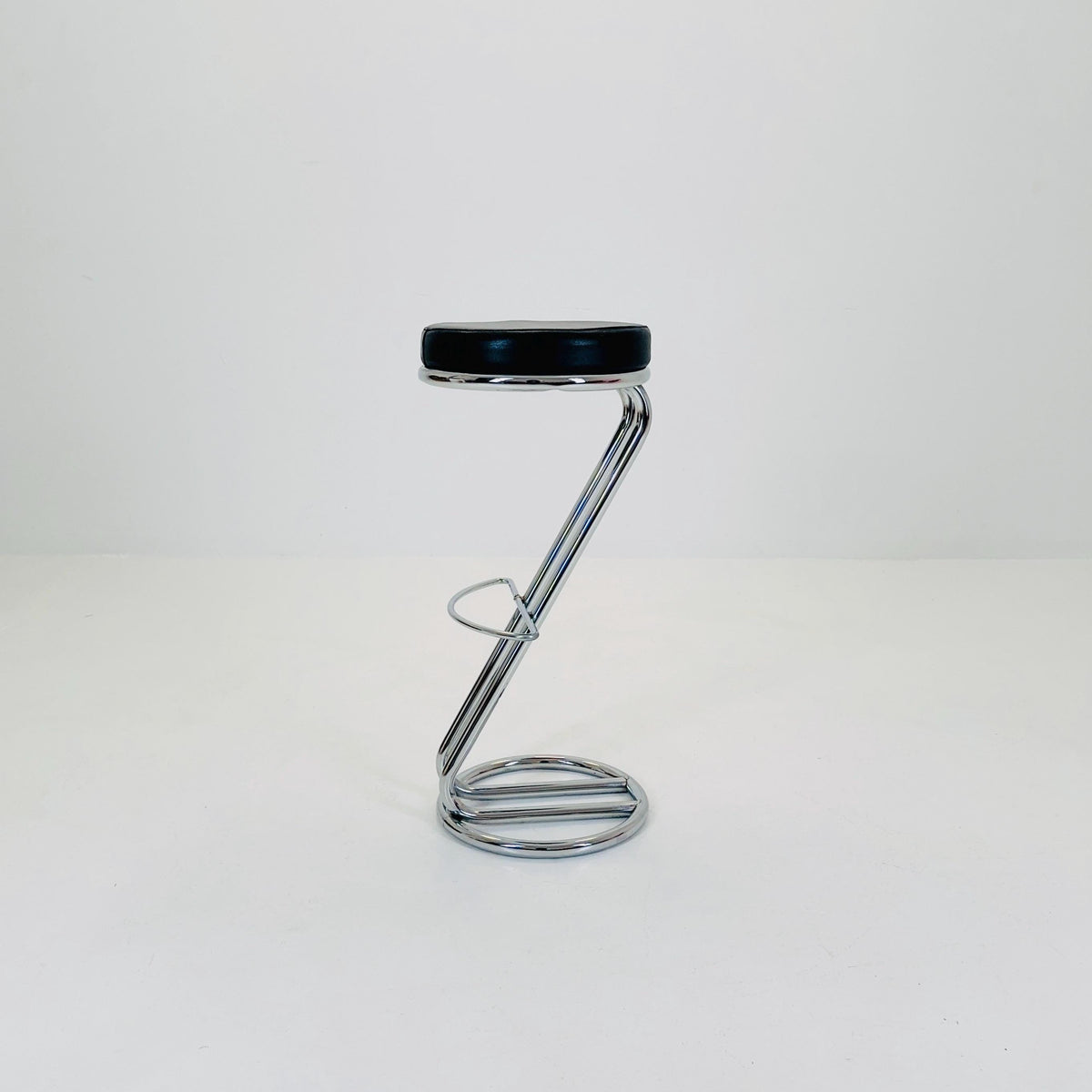Mid-Century Modern Leather and Chrome Bar Stool 1980s Italy