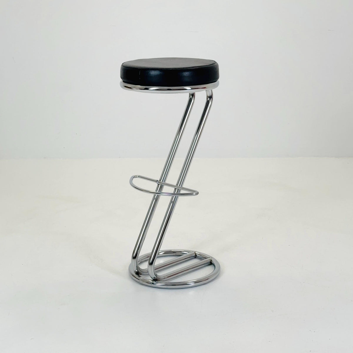 Mid-Century Modern Leather and Chrome Bar Stool 1980s Italy