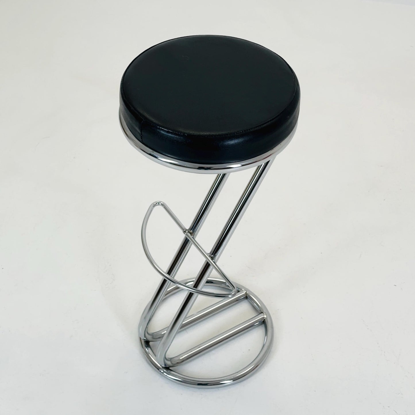 Mid-Century Modern Leather and Chrome Bar Stool 1980s Italy