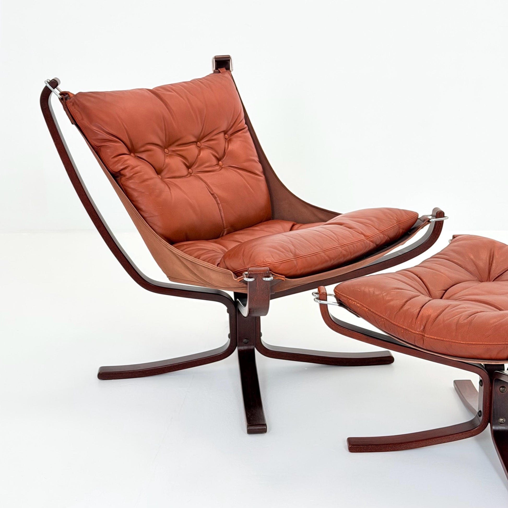 Mid century Falcon chairs and footstools by Sigurd Ressell for Vatne Møbler, 1970s, set of 3