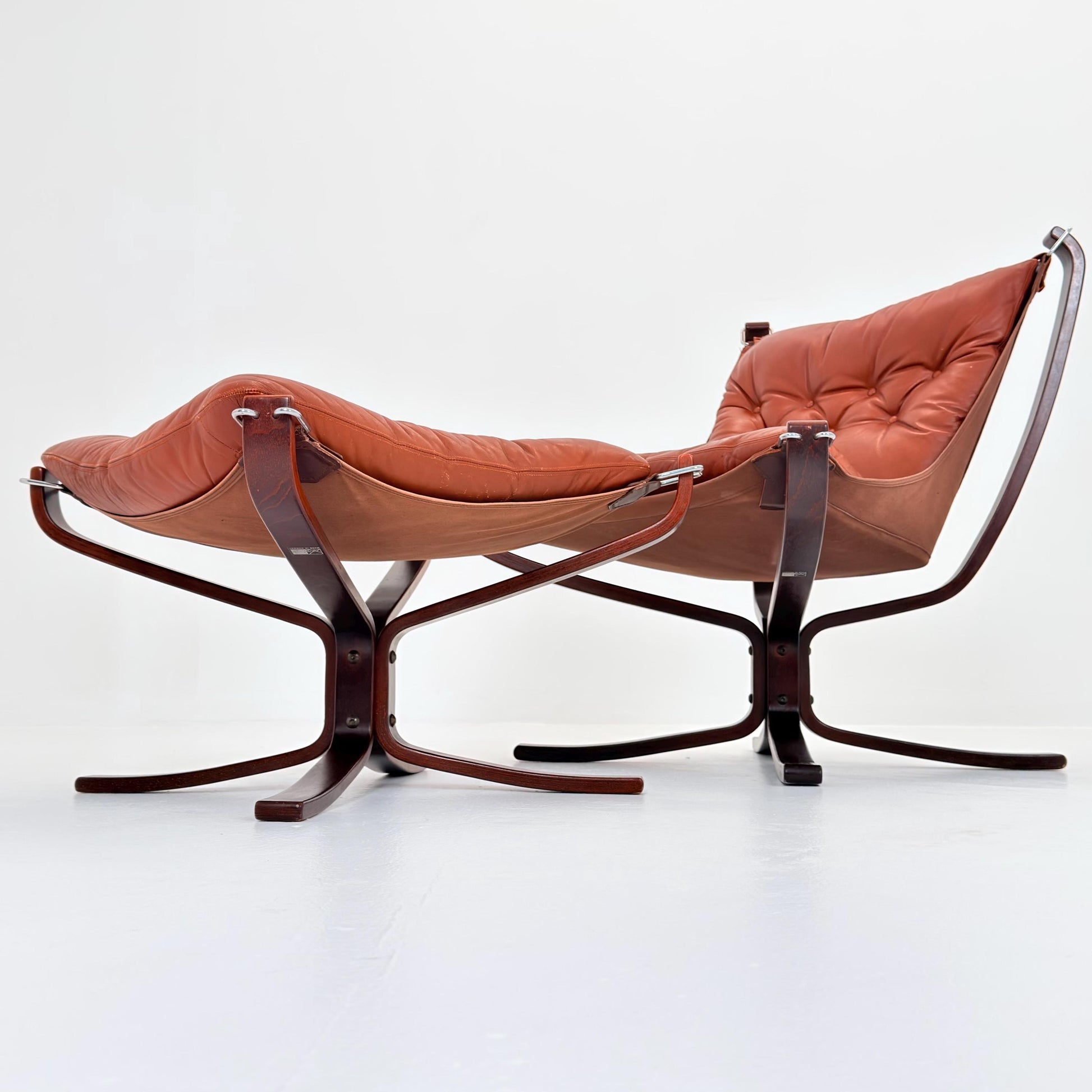 Mid century Falcon chairs and footstools by Sigurd Ressell for Vatne Møbler, 1970s, set of 3