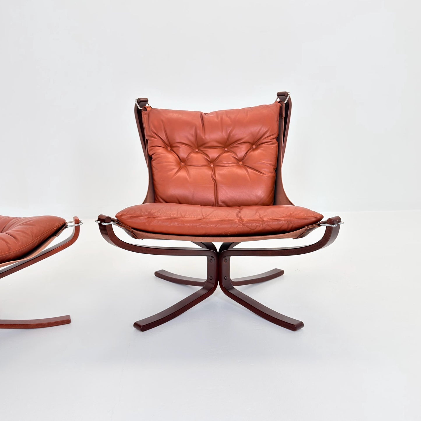 Mid century Falcon chairs and footstools by Sigurd Ressell for Vatne Møbler, 1970s, set of 3