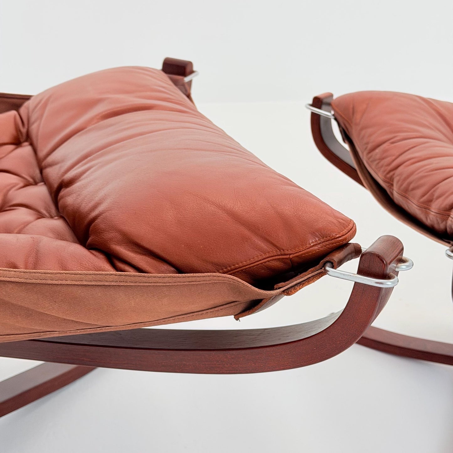 Mid century Falcon chairs and footstools by Sigurd Ressell for Vatne Møbler, 1970s, set of 3