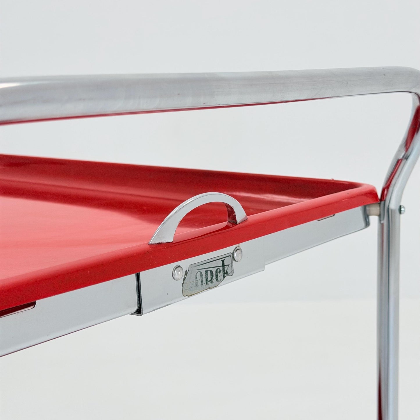 Rare Mid Century Red Metal Bar Trolley by Orck Germany 1980s | Chrome Tea Cart | Iconic MCM Serving Trolley