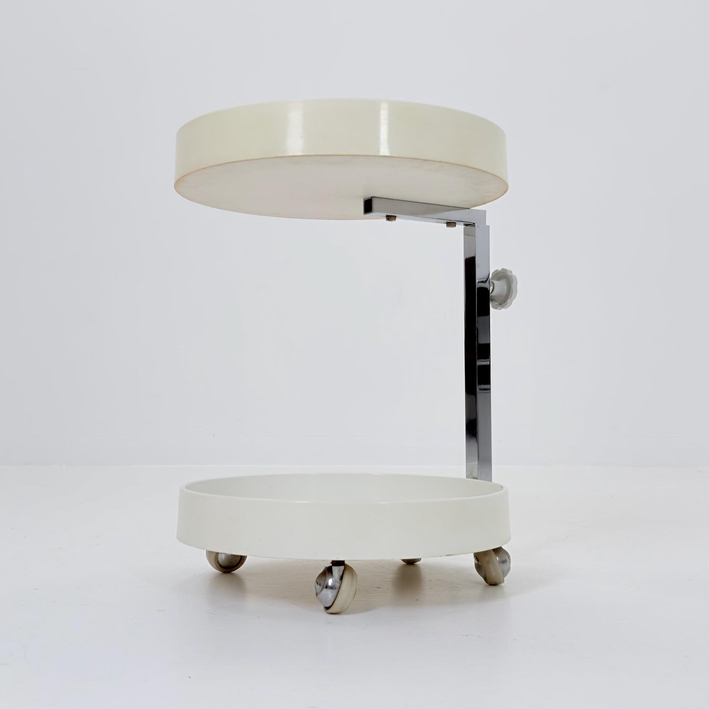 Mid century Plastic and Metal Chrome Round Italian Bar Cart, 1960s