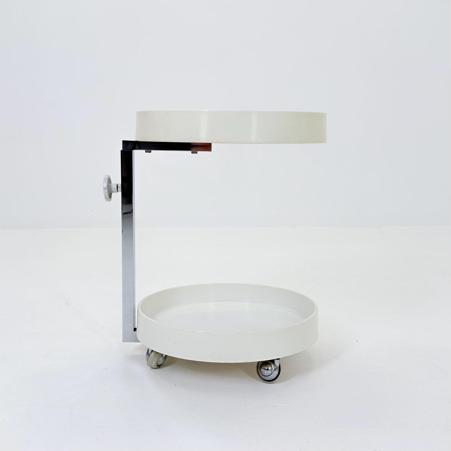 Mid century Plastic and Metal Chrome Round Italian Bar Cart, 1960s