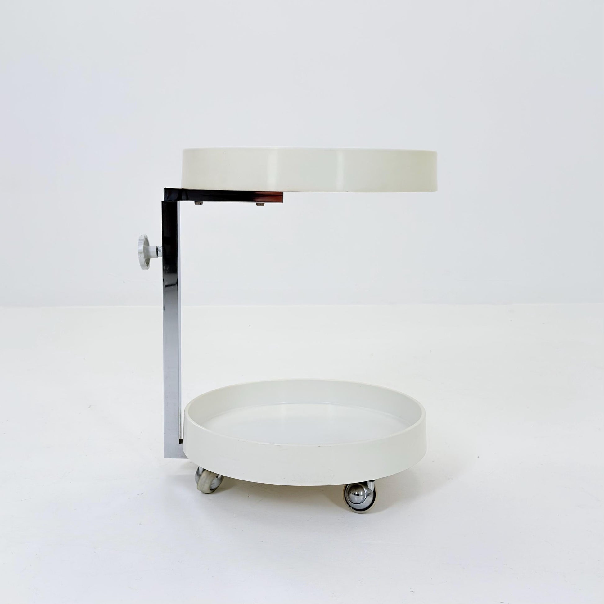 Mid century Plastic and Metal Chrome Round Italian Bar Cart, 1960s
