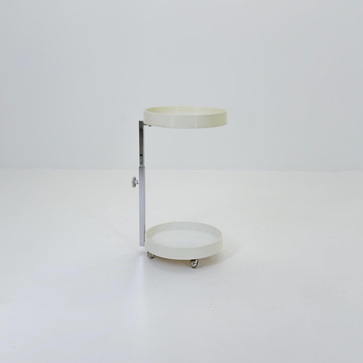 Mid century Plastic and Metal Chrome Round Italian Bar Cart, 1960s