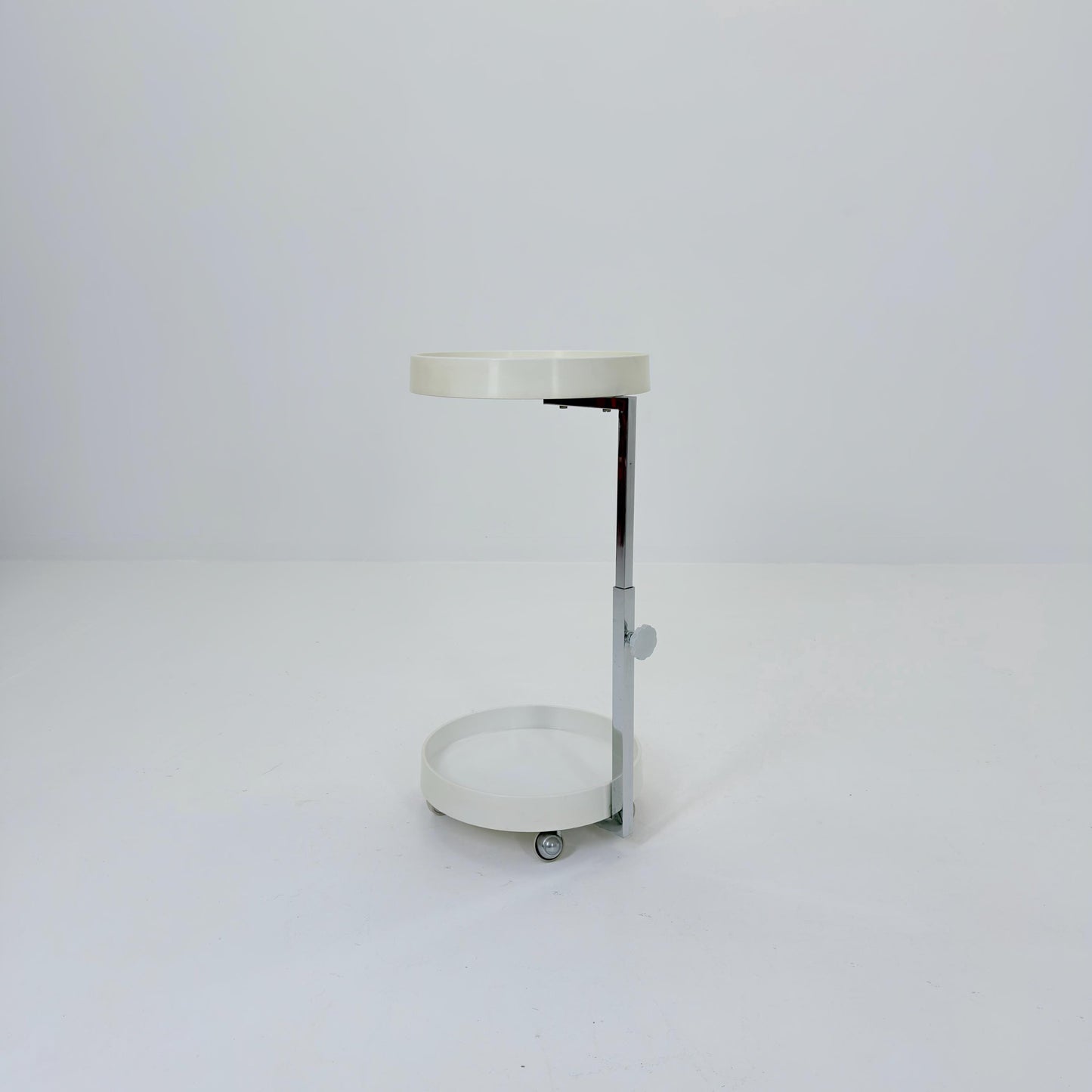 Mid century Plastic and Metal Chrome Round Italian Bar Cart, 1960s