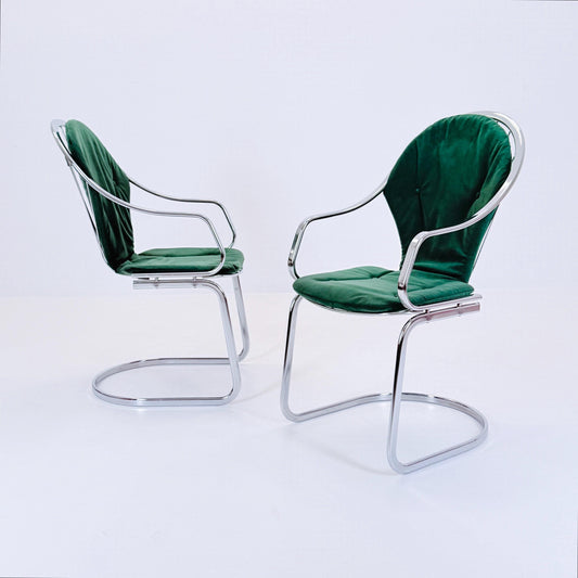 Set of 2 Mid century Dining armchairs by Gastone Rinaldi, Italy, 1970s