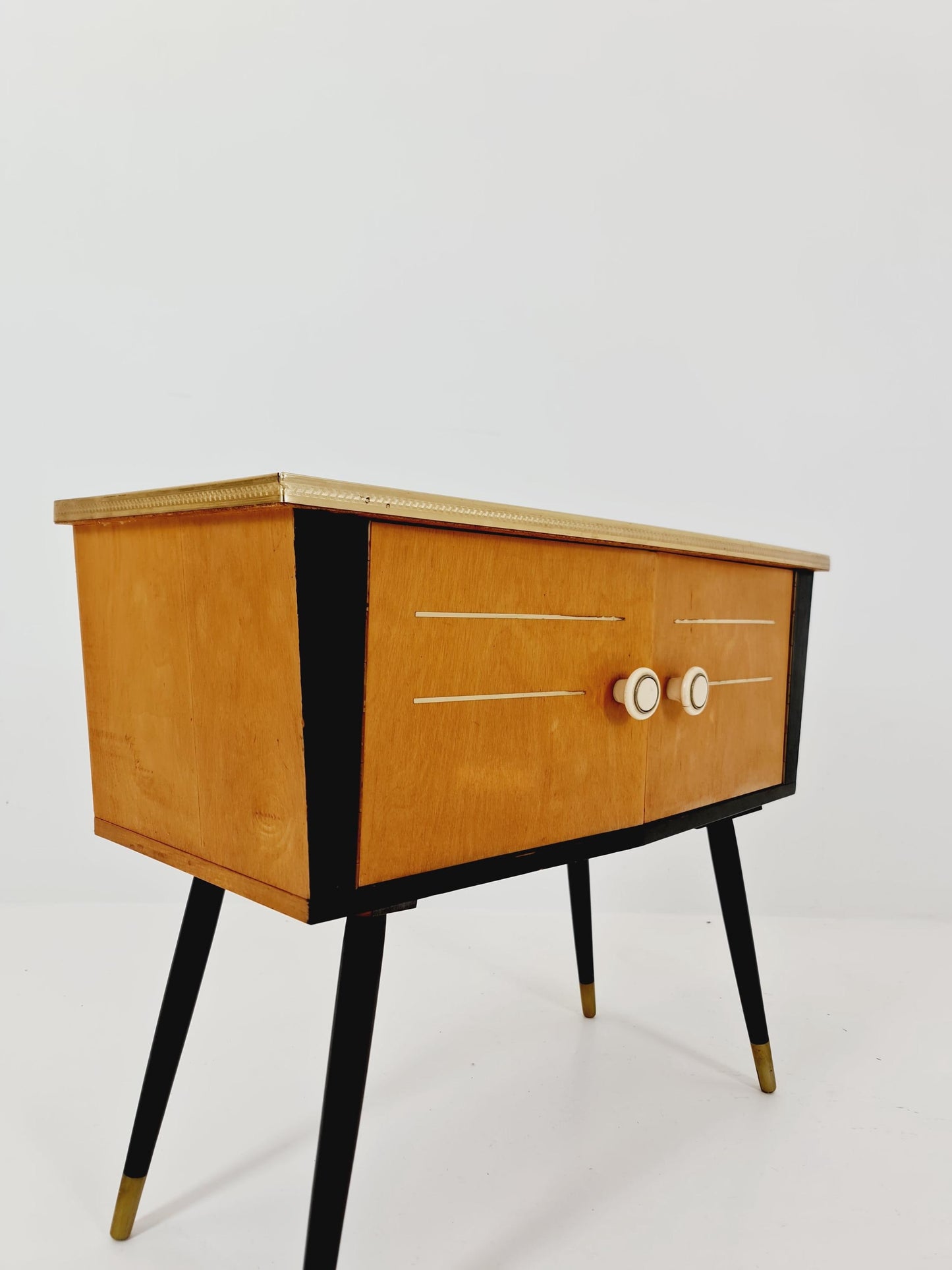 German mid-century Ash and beech small sideboard /side table, 1950s